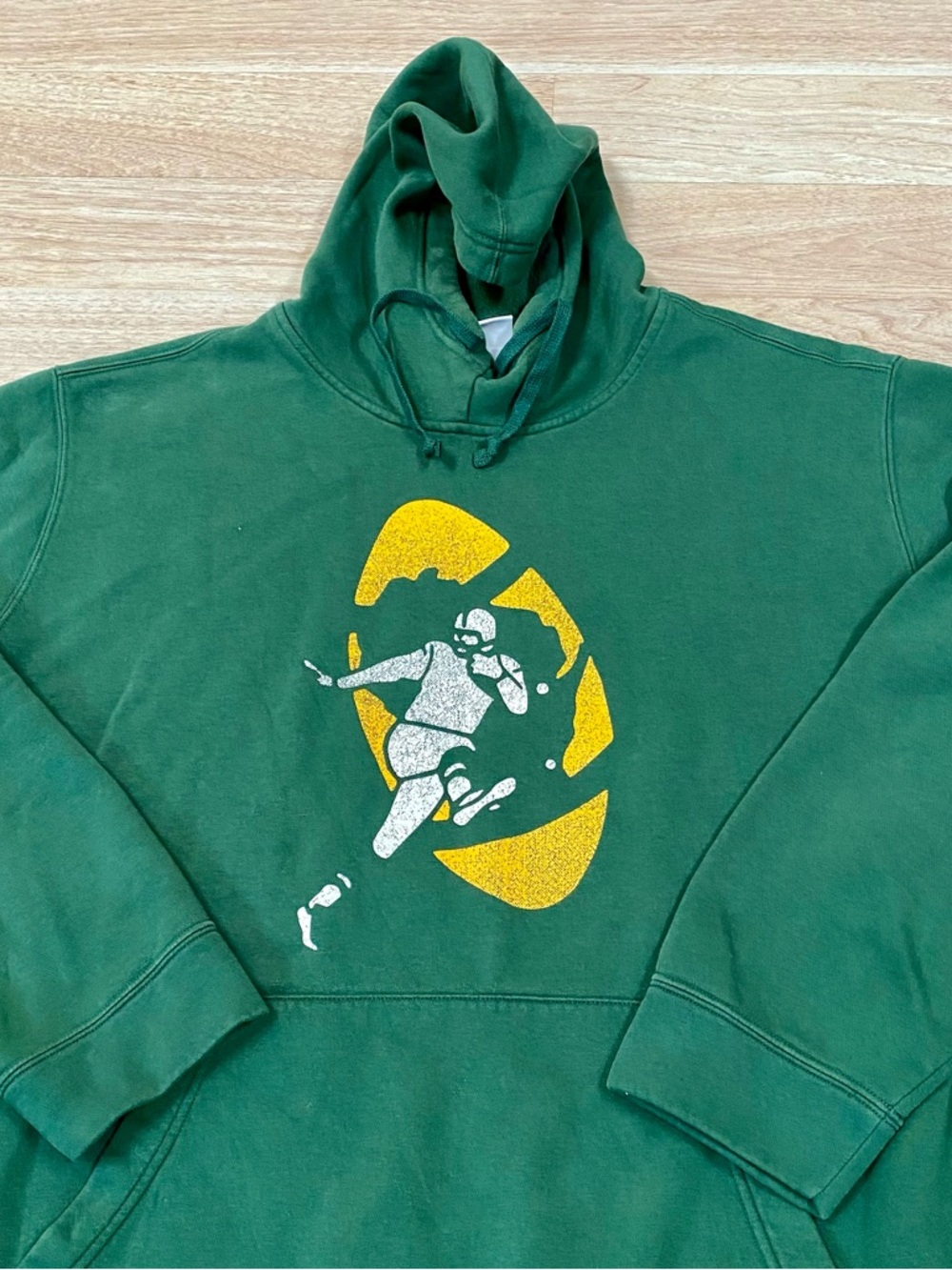 Nike Green Bay Packers Hoodie Mens 2XL Green Distressed Look Pullover Sweatshirt